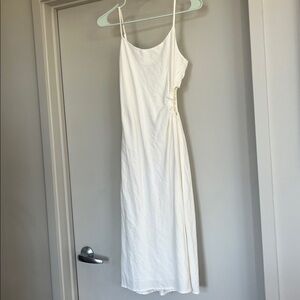 White Slip Dress With Circle Cutout